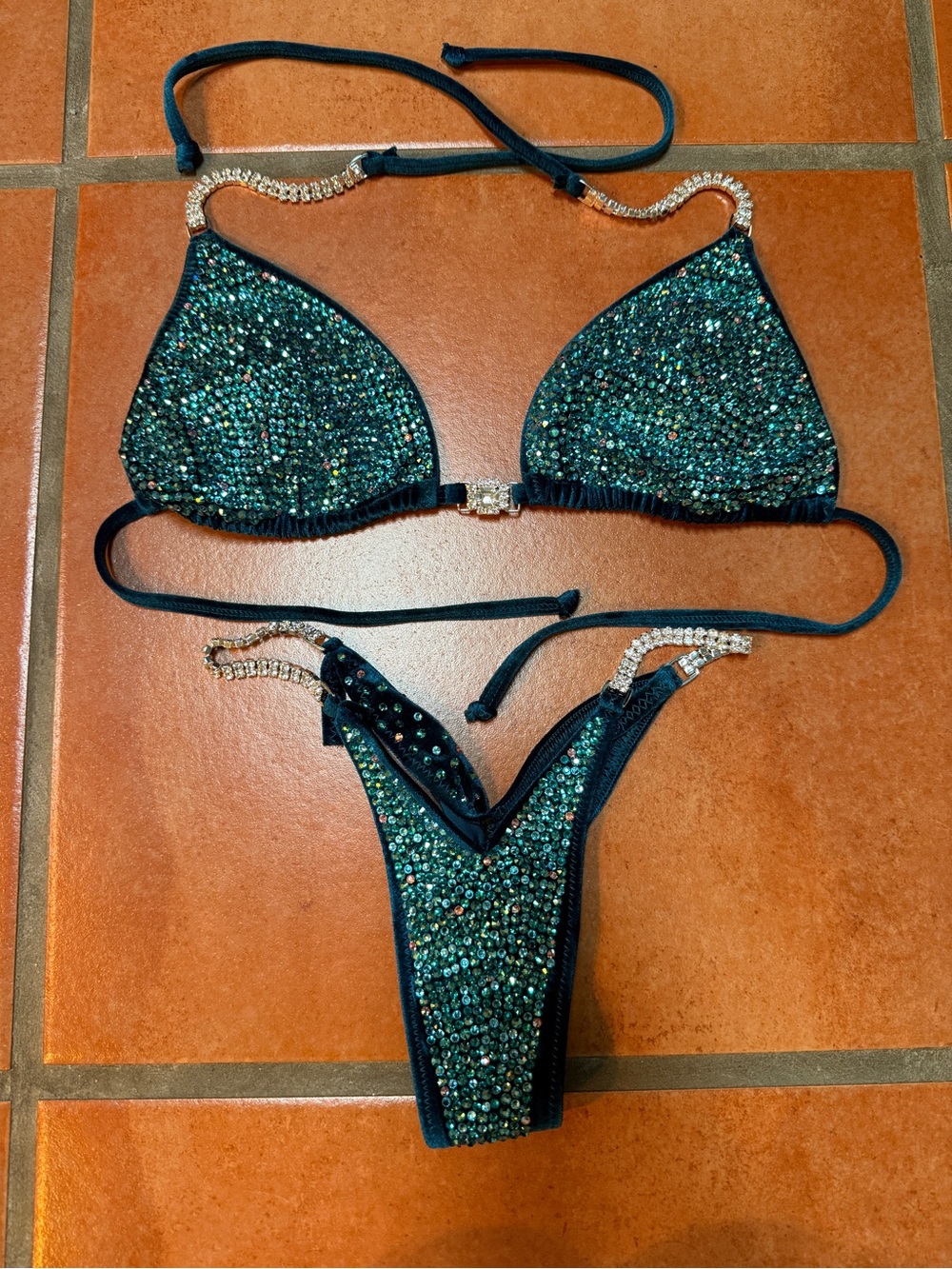 Toxic angelz velvet teal competition suit